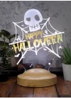 Cadılar Bayramı Halloween Hediyesi, Happy Halloween Kuru Kafa ve Ağlar Led Lamba