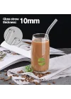Cam Pipet Set Bükülebilir, Temizleme Fırçalı Çevre Dostu, Tekrar Kullanılabilir, Dayanıklı Cam Smoothie, Kahve ve Soğuk İçecekler İçin İdeal (2)