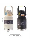 Çelik Termos Matara Phone Holder 1000Ml Beyaz