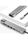 CF-04 Macbook Uyumlu Type-C™ To 4K HDMI Tv Projeksiyon UHd 1080P 2* Type-C 3* USB SD/TF RJ45 Ethernet Lan 8ın1 Çevirici Hub Adaptör