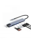 CF-04 Macbook Uyumlu Type-C™ To 4K HDMI Tv Projeksiyon UHd 1080P 2* Type-C 3* USB SD/TF RJ45 Ethernet Lan 8ın1 Çevirici Hub Adaptör