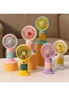 Çiçek Tasarımlı Taşınabilir,Şarjlı,Mini El Fanı Pembe/Mavi DD5017APM