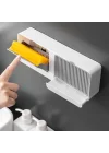 Çift Bölmeli Çekmeceli Duvara Monte Kapaklı Banyo Tuvalet Sabunluk, Yapışkanlı