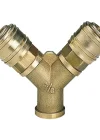 Çift Girişli Basınçlı Hava Çıkış Borusu C. R3/8 (Kompresör Aksesuarı, 2li hava dağıtıcı, 2x hızlı bağlantı, pirinçten) - 4139680