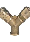 Çift Girişli Basınçlı Hava Çıkış Borusu C. R3/8 (Kompresör Aksesuarı, 2li hava dağıtıcı, 2x hızlı bağlantı, pirinçten) - 4139680