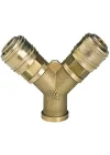 Çift Girişli Basınçlı Hava Çıkış Borusu C. R3/8 (Kompresör Aksesuarı, 2li hava dağıtıcı, 2x hızlı bağlantı, pirinçten) - 4139680