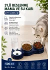 Çift Hazneli- 3 lü Beslenme Mama ve Su Kabı Lacivert 500ml 36 * 21 * 16 cm