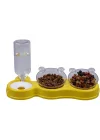 Çift Hazneli- 3 lü Beslenme Mama ve Su Kabı Sarı 500ml 36 * 21 * 16 cm