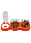 Çift Hazneli- 3 lü Beslenme Mama ve Su Kabı Turuncu 500 ml 36 * 21 * 16 cm