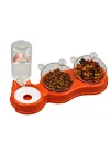 Çift Hazneli- 3 lü Beslenme Mama ve Su Kabı Turuncu 500 ml 36 * 21 * 16 cm