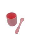 CKM silikon 2li Silikon Bebek Alıştırma Bardağı Ve Kaşığı Pembe