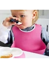 Çocuk Bebek Mama Önlüğü Dökülme Engelleyici Bükülebilir Pembe