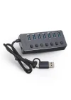 Connect Master 7+1 Hızlı Şarj Adaptörlü USB Hub, USB 3.0