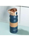 Cooker 1393-2 Paslanmaz Çelik Sızdırmaz Çift Katmanlı Yalıtımlı Çay Kahve Termosu Lacivert 350 ml