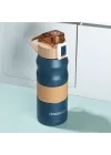 Cooker 1393-2 Paslanmaz Çelik Sızdırmaz Çift Katmanlı Yalıtımlı Çay Kahve Termosu Lacivert 350 ml