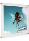 COOLMODERNFRAMES 40,6 x 50,8 cm Şeffaf Yüzer Çift Panel Akrilik Resim Çerçevesi, Sanat ve Fotoğrafları Dönüştürmek ve Sunmak için Altın Donanım
