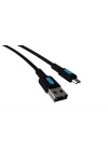 Coral Micro USB Hızlı Şarj Kablosu (Siyah + Mavi/Siyah Uç) (150 CM)