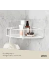 Cubiko Köşe Rafları, Delmeden Kancalı Duş Rafı, Beyaz, 2li Set