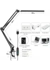 Dekoratif Led Masa Lambası SY040 USB Kablolu Kademeli 3 Eklemli LED Masa Lambası, Kıskaçlı Model Çalışma Masası Lambası Kitap Okuma için Işık (SY040 - Siyah)