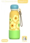 Desenli 550 ML Pipetli Sızdırmaz Paslanmaz Çelik Termos Matara El Askılı bpa içermez 550ml 1105FF Sarı