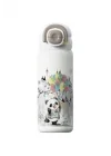 Diller 600ml Sevimli Hayvanlar Desenli Pipetli/Pipetsiz El Askılı Paslanmaz Çelik Termos (Panda)
