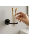 Diş Fırçalık Plastik Hazneli Banyo Wc Duvara Monte Vidalı Dübel Dahil Siyah Tekli Aksesuar
