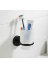 Diş Fırçalık Plastik Hazneli Banyo Wc Duvara Monte Vidalı Dübel Dahil Siyah Tekli Aksesuar
