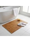 Doğal Bambu Banyo Paspası (42x62 cm) - Suya Dayanıklı Ahşap Duş Önü Paspas Spa ve Sauna Tipi Izgaralı Banyo Matı