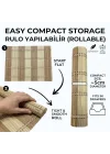 Doğal Bambu Servis Matı, Rulo Yapılabilir, Isı ve Çizilme Korumalı, Pamuk Dokuma, Kaymaz Sofra Altlığı (Açık Kahve)