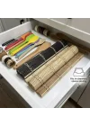 Doğal Bambu Servis Matı, Rulo Yapılabilir, Isı ve Çizilme Korumalı, Pamuk Dokuma, Kaymaz Sofra Altlığı (Açık Kahve)