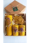 Doğal Petek Balmumu Mum Hediyelik Dekoratif Set Hamse Bereket Eli Beeswax Canle Gift Set