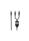 DUO POWER 100W Çift Uçlu, Type-C to Type-C + Type-C Şarj Kablosu, Örgü Tasarım, 1.2 metre, Siyah