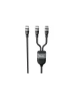 DUO POWER 100W Çift Uçlu, Type-C to Type-C + Type-C Şarj Kablosu, Örgü Tasarım, 1.2 metre, Siyah