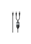 DUO POWER 100W Çift Uçlu, Type-C to Type-C + Type-C Şarj Kablosu, Örgü Tasarım, 1.2 metre, Siyah