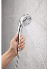 Duş Başlığı Seti 150 cm Hortumlu, 7.5 cm Başlık Çapı, 21 cm Krom Saplı El Duşu, Esnek Plastik Hortum, Paslanmaz Çelik Bağlantı, Basınç Artırıcı Duş Başlığı