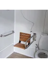 Duş oturağı banyo oturağı Duvara Monte Katlanır Ahşap Duş sandalyesi(Siyah)