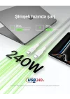 Eco Örgülü USB-C - USB-C Kablosu, 1 m, 240 W, Yumuşak, Esnek Hızlı Şarj Kablosu, iPhone 16, Galaxy S25, Pixel 9, MacBook, iPad Pro ve Daha Fazlası için Tip-C Şarj Kablosu - Beyaz (USB 2.0)
