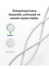 Eco Örgülü USB-C - USB-C Kablosu, 1 m, 240 W, Yumuşak, Esnek Hızlı Şarj Kablosu, iPhone 16, Galaxy S25, Pixel 9, MacBook, iPad Pro ve Daha Fazlası için Tip-C Şarj Kablosu - Beyaz (USB 2.0)