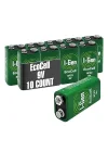 Ecocell Çinko Karbon 9V (6F22) 9 Volt Pil 10Lu Paket