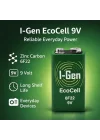 Ecocell Çinko Karbon 9V (6F22) 9 Volt Pil 10Lu Paket