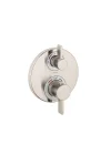 Ecostat S Modern Minimalist Hacim ve Otomatik Sıcaklık Kontrolü 2 Saplı 15,24 cm Genişliğinde Termostatik Duş Pervazı, Fırçalanmış Nikel Yönlendiricili Kaba Valf için, 15758821