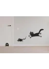 Eğlenceli Kedi ve Fare Duvar Dekorasyonu