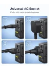Enercore Evrensel Priz Adaptörü 70W Geri Çekilebilir Kablolu, 2 AC Prizi + 2USB-A + 1USB-C ile Uluslararası Seyahat Şarj Cihazı, ABD, İngiltere, Çin, Japonya, Tayland ile Uyumlu