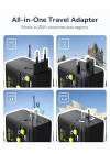 Enercore Evrensel Priz Adaptörü 70W Geri Çekilebilir Kablolu, 2 AC Prizi + 2USB-A + 1USB-C ile Uluslararası Seyahat Şarj Cihazı, ABD, İngiltere, Çin, Japonya, Tayland ile Uyumlu