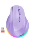 Ergonomik fare, kablosuz dikey fare RGB arkadan aydınlatmalı şarj edilebilir fare, Bluetooth (5.2 + 3.0) ve USB-A USB-C adaptörlü 4 ayarlanabilir DPI uyumlu Mac/Windows/Andriod/PC/Tablet/iPad