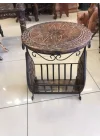 Eskitme Ahşap Ferforje Sehpa Gazetelik