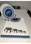 Etnik Fil Desenli Runner, 6lı Supla Set