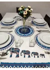 Etnik Fil Desenli Runner, 6lı Supla Set