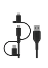 Evrensel Kablo (3ü 1 arada USB-C, Lightning, Micro-USB Şarj Kablosu) Akıllı Telefonları, Tabletleri, Güç Bankalarını ve daha fazlasını şarj edin (3,3 ft/1 m)