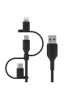 Evrensel Kablo (3ü 1 arada USB-C, Lightning, Micro-USB Şarj Kablosu) Akıllı Telefonları, Tabletleri, Güç Bankalarını ve daha fazlasını şarj edin (3,3 ft/1 m)